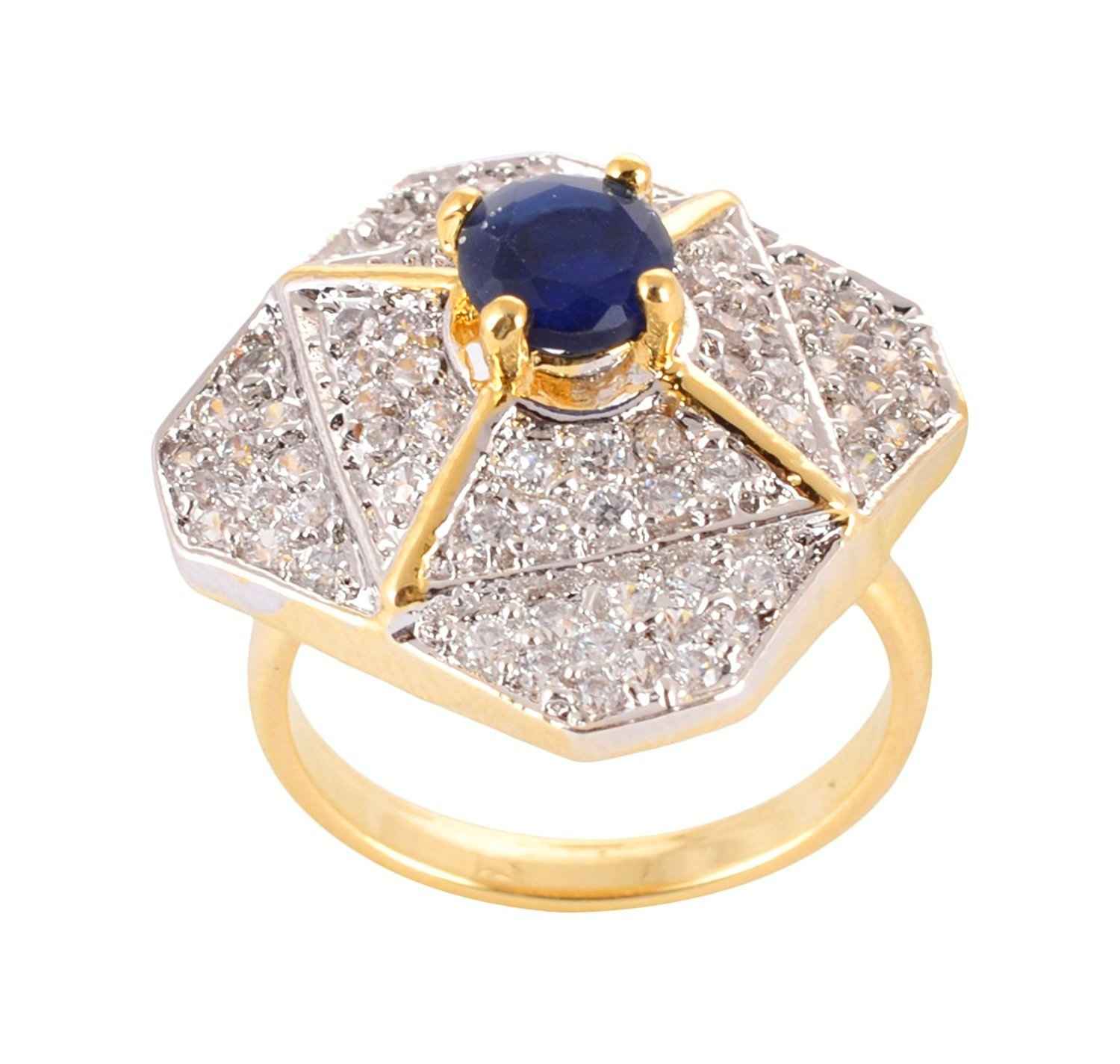 Buy Crunchy Fashion Paradiso Glitz Collection Blue Premium Aaa Cubic Zirconia Rings - Purplle