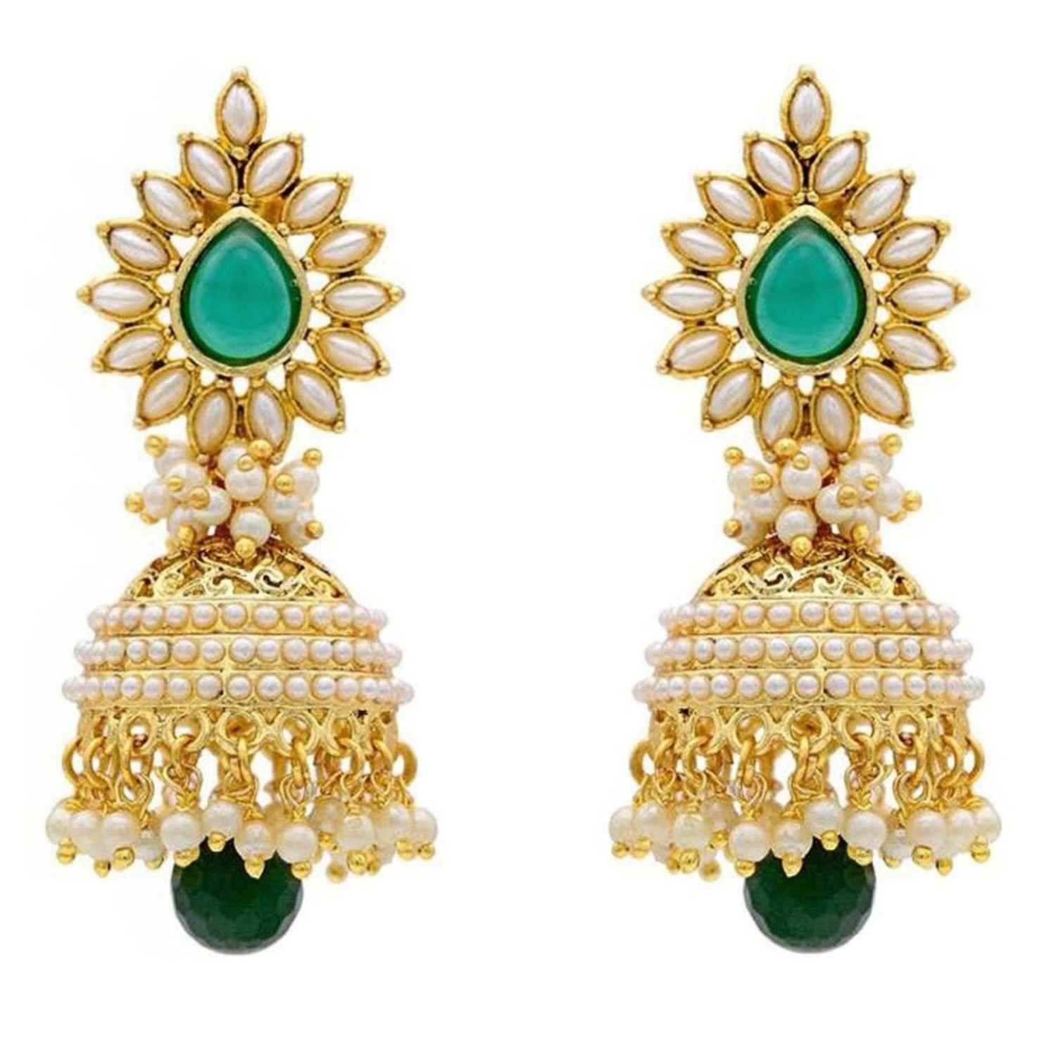 Buy Crunchy Fashion Glorious Pearly Fresh Glamour Jhumka - Purplle