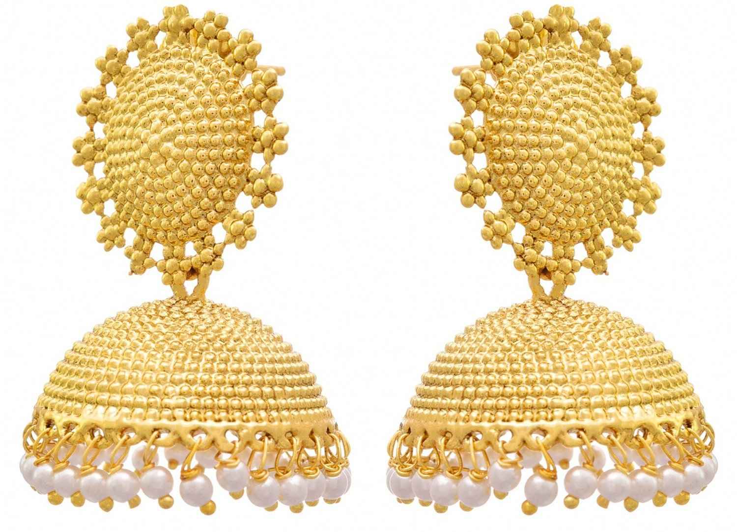 Buy Royal Bling Golden Dome Jhumka Earrings - Purplle