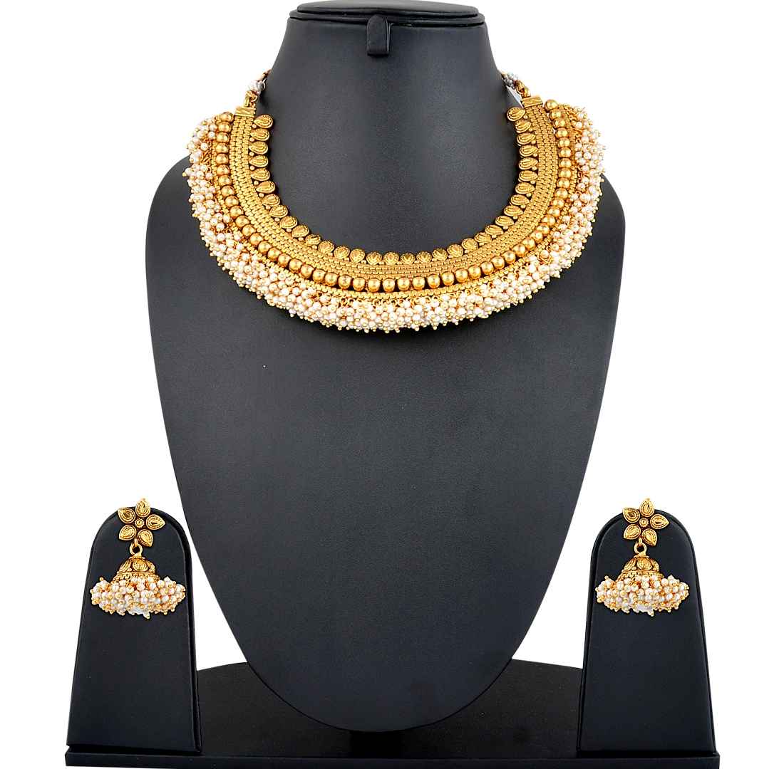 Buy Royal Bling Pearl Dropping Precious Jewel Set - Purplle