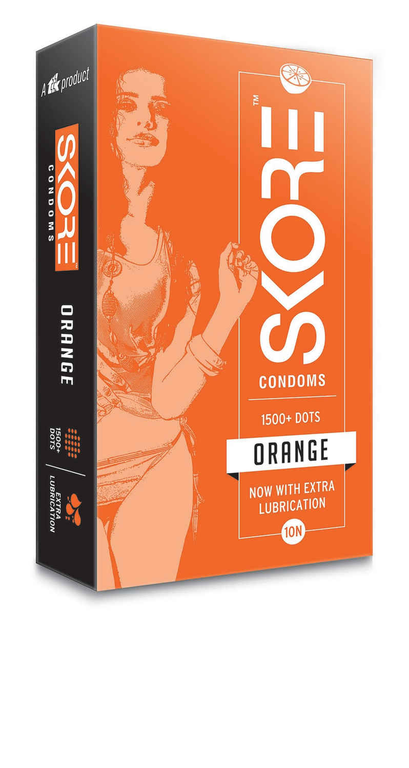 Buy Skore Condoms Orange 10's with 1500+ Raised Dots - Purplle