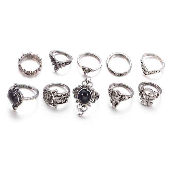Buy Ferosh Black Vintage Ring Set - Purplle