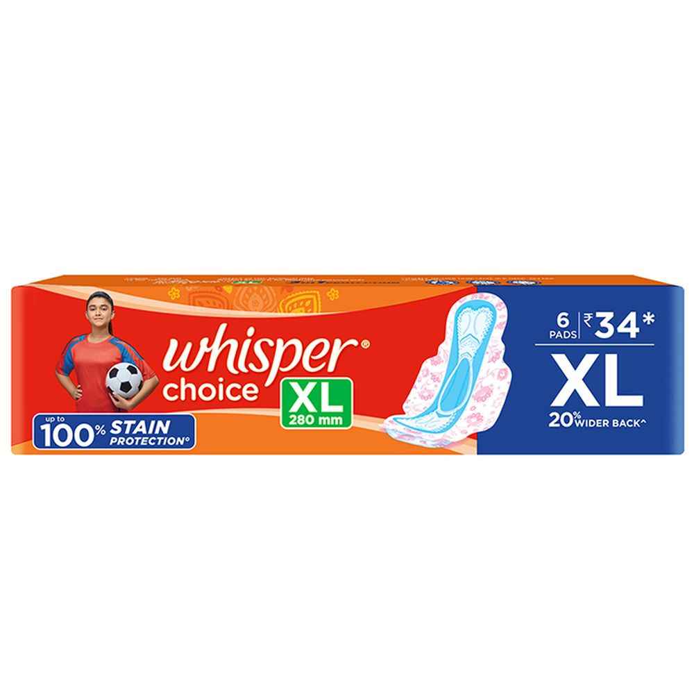Buy Whisper Choice Sanitary 7 Pads Wings XL Size - Purplle