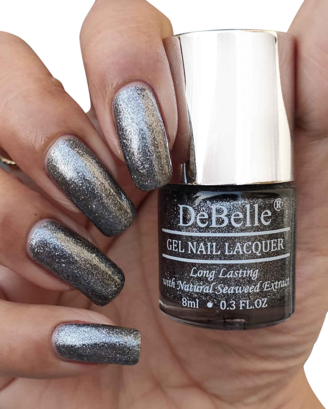 Buy DeBelle Gel Nail Lacquer Glitter Grey Glitteratti - Sliver Glitter, (8 ml) - Purplle