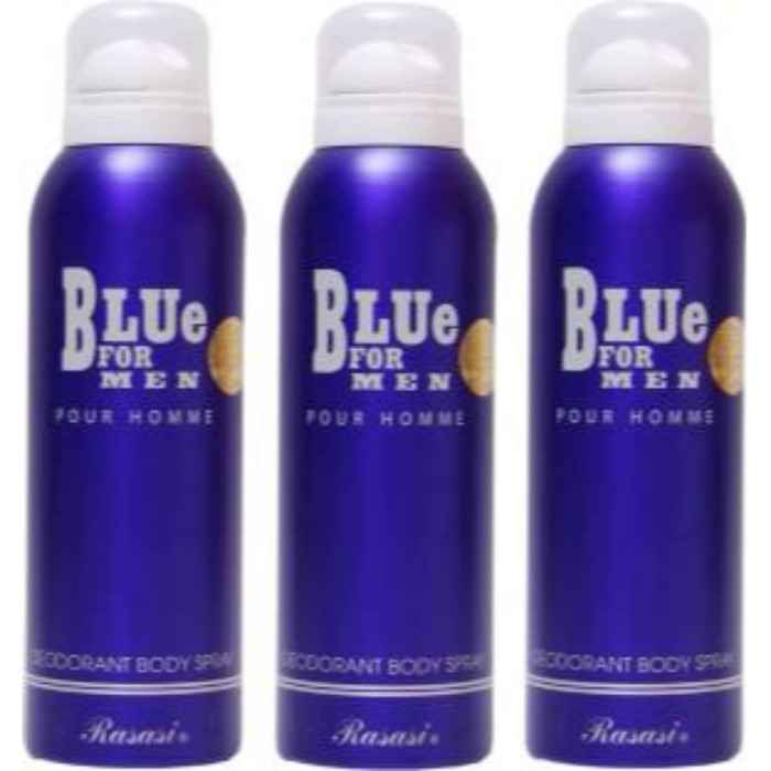 Buy Rasasi Blue For Men Deodorant Spray For Men - Set Of 3 - Purplle
