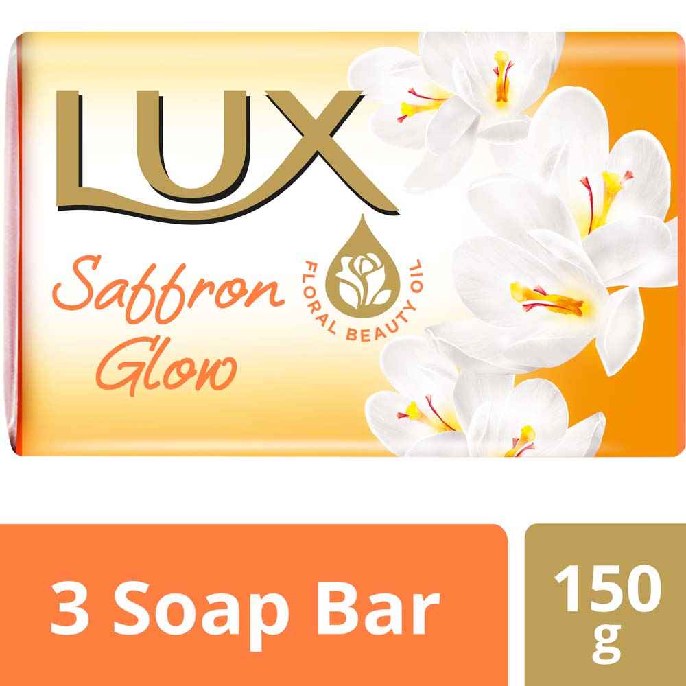 Buy Lux Saffron Glow Soap Bar (3 x 150 g) with Save Rs. 6/- - Purplle