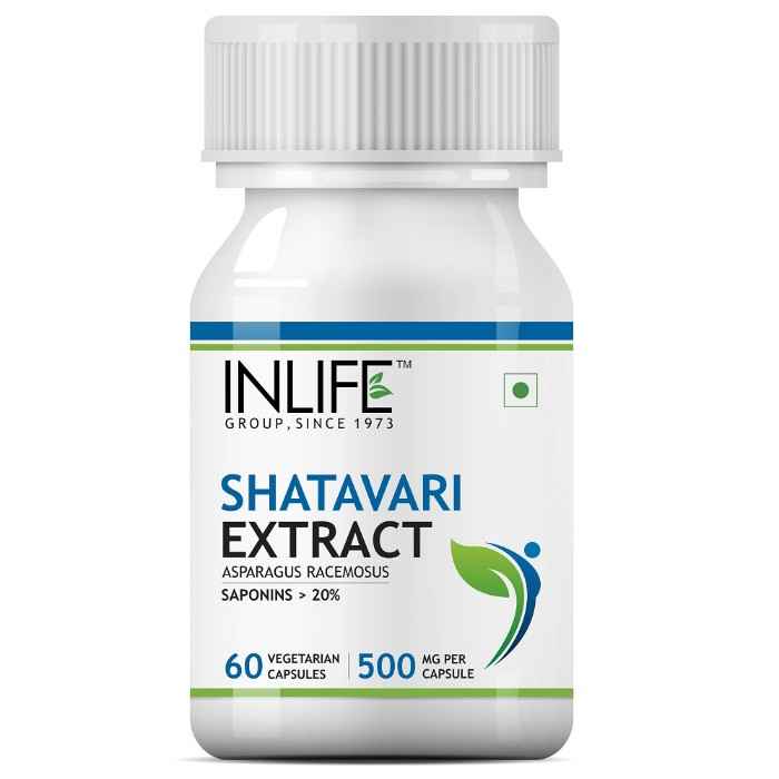 Buy INLIFE Shatavari Extract Asparagus Recemosus (Saponins > 20%) Women's Wellness Supplement, 500 mg - 60 Vegetarian Capsules - Purplle