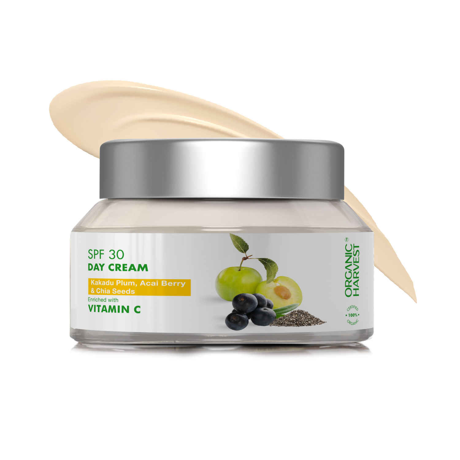 Buy Organic Harvest SPF 30 Day Cream: Kakadu Plum, Acai Berry & Chia Seeds | Daily Use Moisturizing Vitamin C Day Cream | For Men & Women | 100% American Certified Organic | Sulphate & Paraben-free - 50gm - Purplle