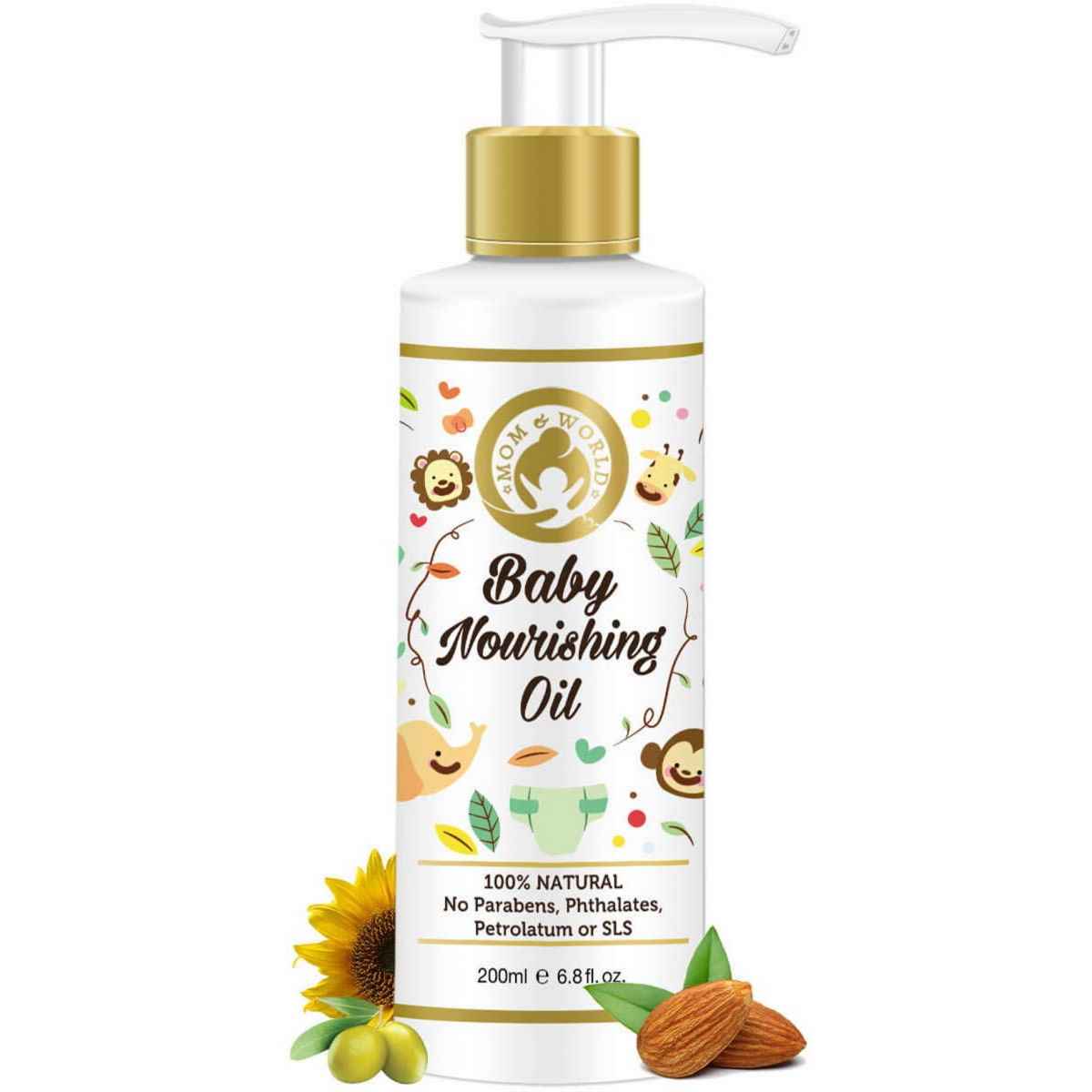 Buy Mom & World Baby Nourishing Oil For Baby Massage - 200ml (With 100% Pure Oils) - No Mineral Oil - Purplle