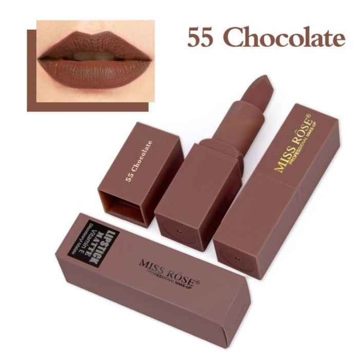 Buy Miss Rose Brand lips Matte Moisturizing Lipstick Vitamin E Waterproof 7301-035B #55 - Purplle