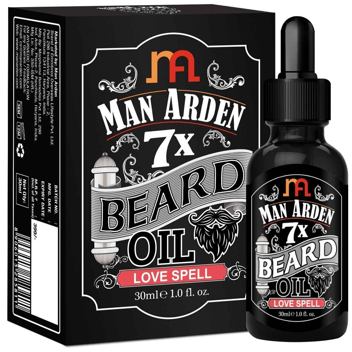 Buy Man Arden 7X Beard Oil (30 ml) (Love Spell) - 7 Premium Oils Blend Supports Beard Growth & Nourishment - Purplle