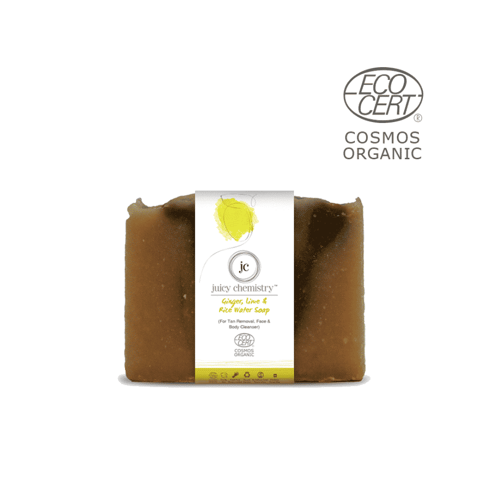 Buy Juicy Chemistry Organic Lime, Ginger & Rice Water Soap (For TannedSkin)(90 g) - Purplle
