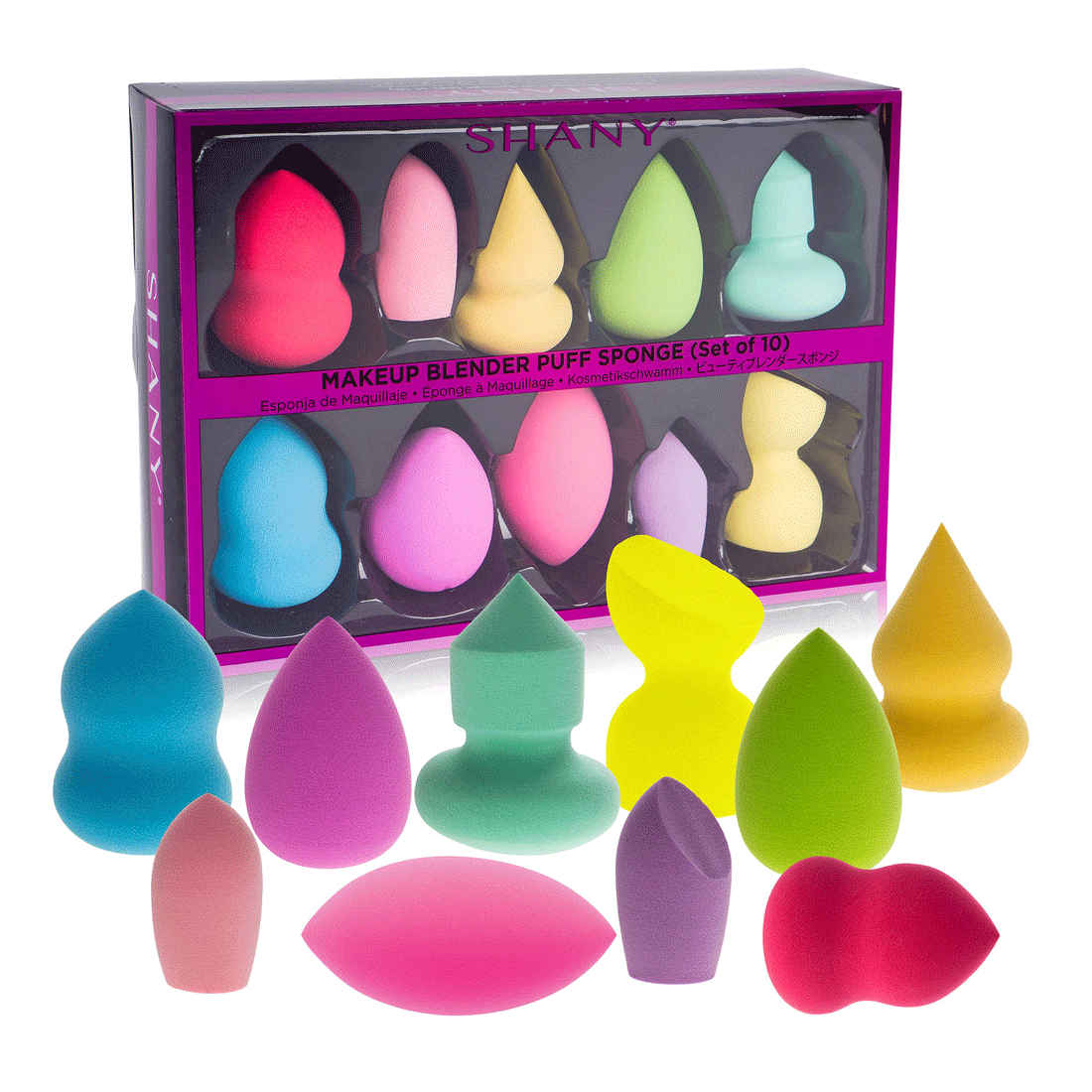 Buy Shany Makeup Blender Puff Sponge Set Of 10 Latex Free Sponges In Varied Colors - Purplle
