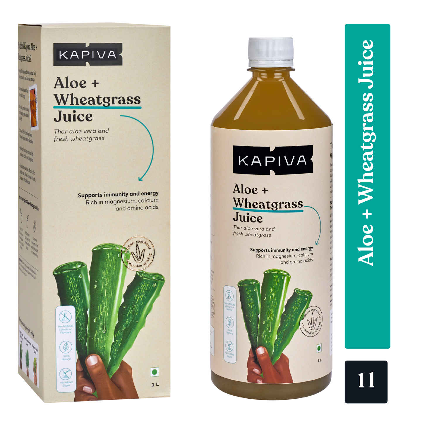 Buy Kapiva Aloe + Wheatgrass Juice - Natural Detoxifier 1L - Purplle
