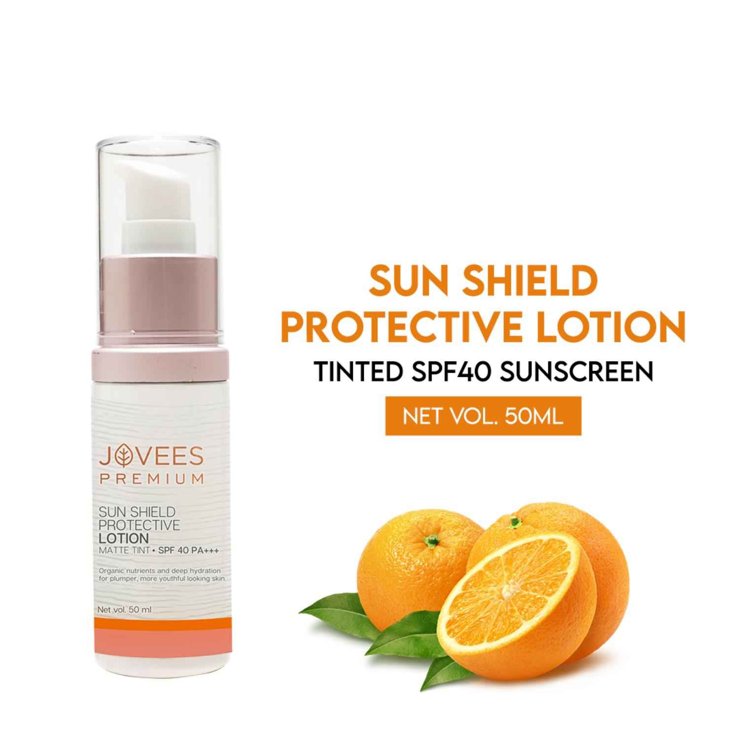 Buy Jovees Premium Sun Shield Protective Lotion SPF 40 | Broad Spectrum PA+++ | Matte Tint | Infused with Organic Extracts | Lightweight and Oil Free 50ml - Purplle