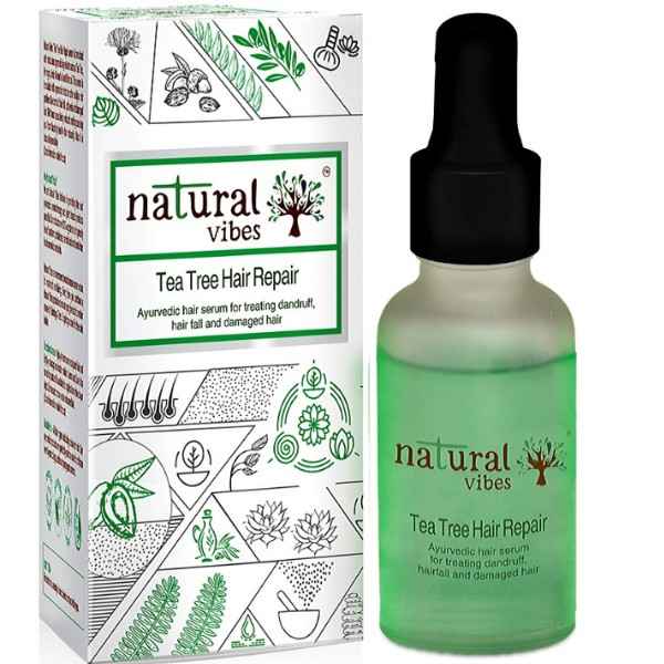 Buy Natural Vibes ~ Ayurvedic Tea Tree Hair Repair Serum 30 ml ~ For treating dandruff, hairfall and damaged hair - Purplle