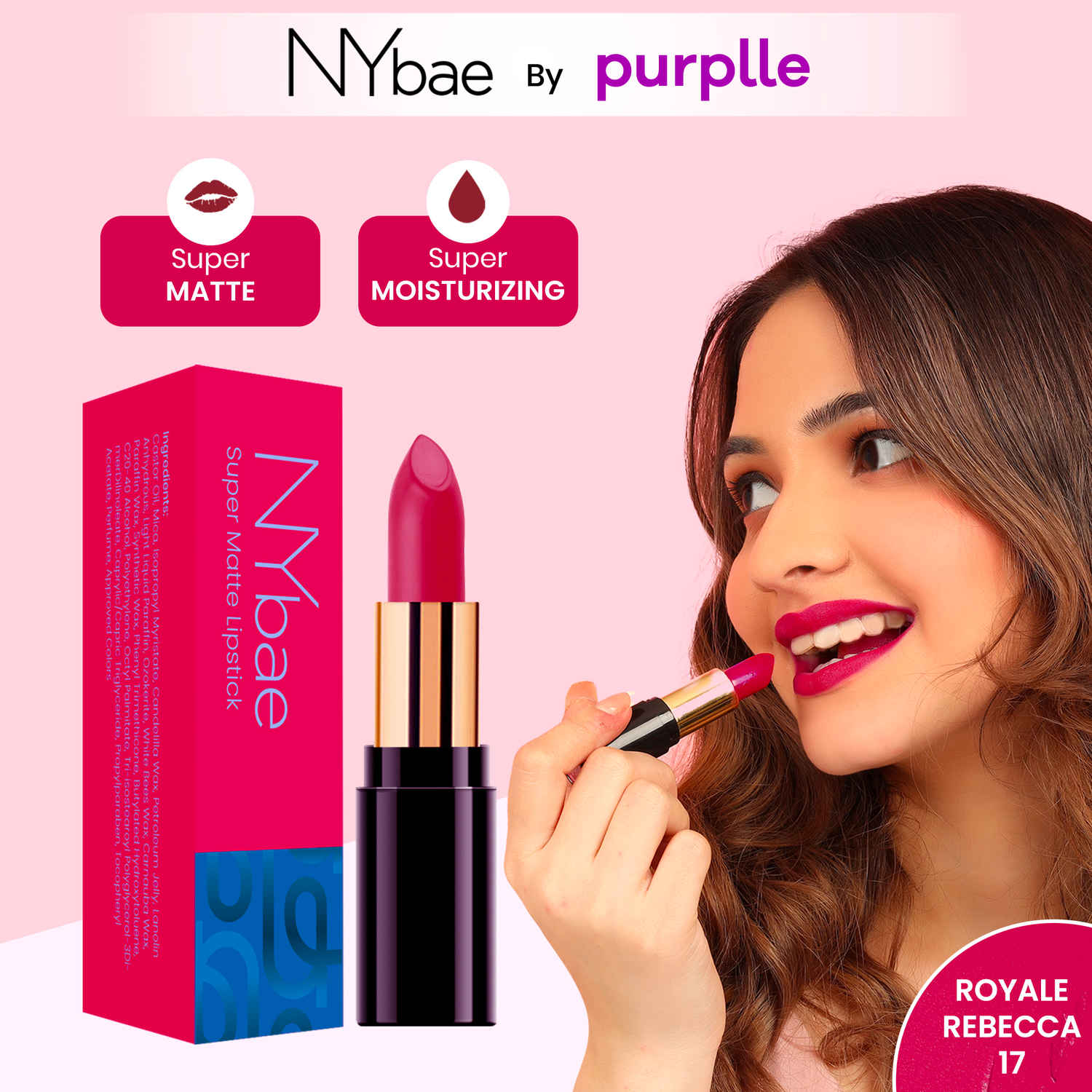 Buy NY Bae Super Matte Lipstick - Royale Rebecca 17 (4.2 g) | Red | Matte Finish | Enriched with Vitamin E | Rich Colour Payoff | Nourishing | Long lasting | Smudgeproof | Vegan | Cruelty & Paraben Free - Purplle