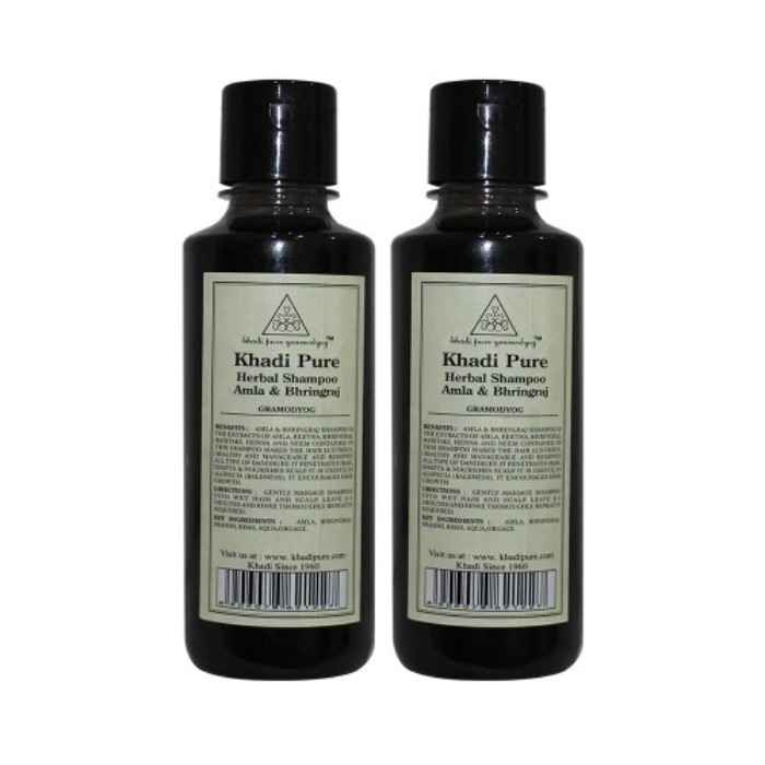 Buy Khadi Pure Herbal Amla & Bhringraj Shampoo (210 ml)(Pack of 2) - Purplle