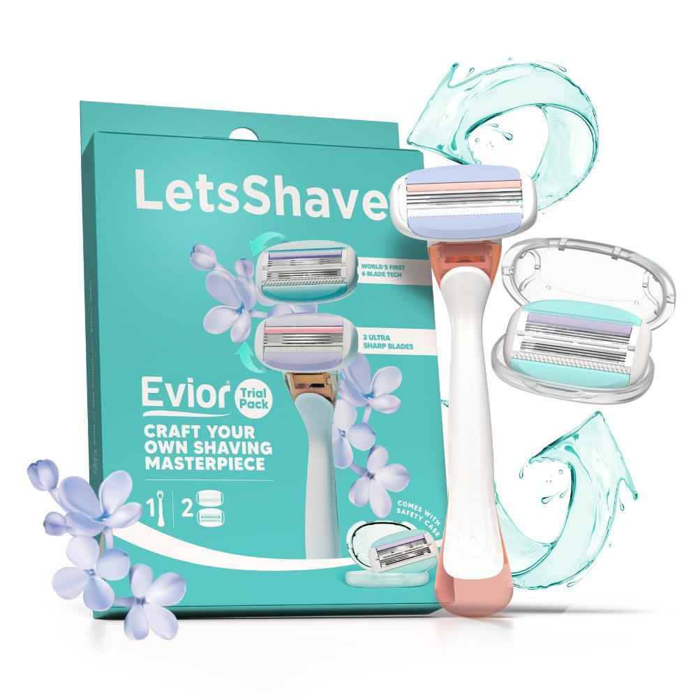 Buy LetsShave Evior 6 Body Hair Removal Razor for Women (1 Razor Handle, 1 Blade Cartridge, 1 Blade Case) - Purplle