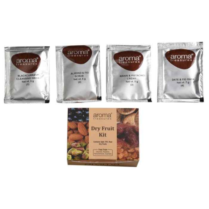 Buy Aroma Treasures Dry Fruit Single Time Use Facial Kit with Face Wash, Scrub, Moisturising cream and Face Mask (22 g) - Purplle
