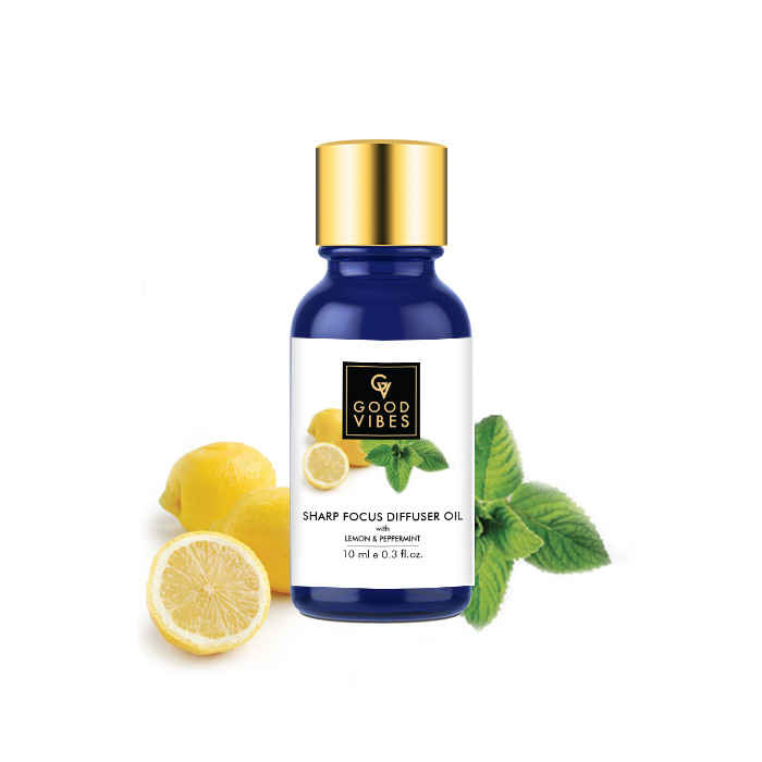Buy Good Vibes Sharp Focus Diffuser Oil With Lemon & Peppermint (10 ml) - Purplle