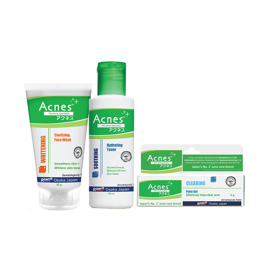 Buy Acnes Treatment Kit (Acnes Whitening Clarifying Face Wash 50g, Acnes Gel, Acnes Toner) - Purplle