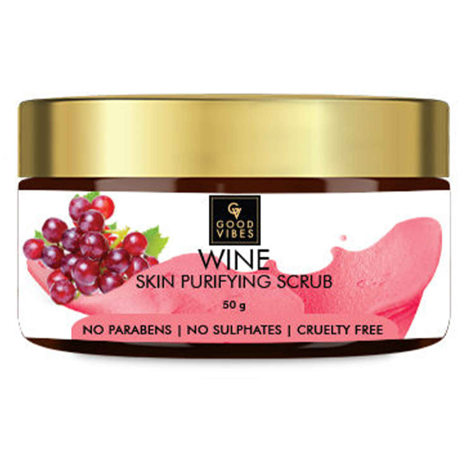Buy Good Vibes Wine Skin Purifying Face Scrub | Anti-Ageing, Oil Control | No Parabens, No Sulphates, No Mineral Oil, No Animal Testing (50 g) - Purplle