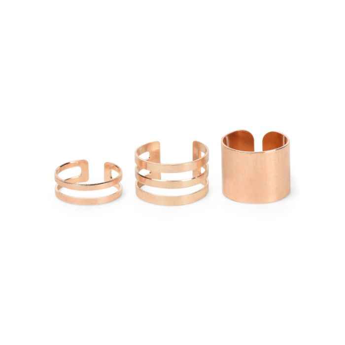 Buy Femnmas Golden Hollow Ring Set - Purplle