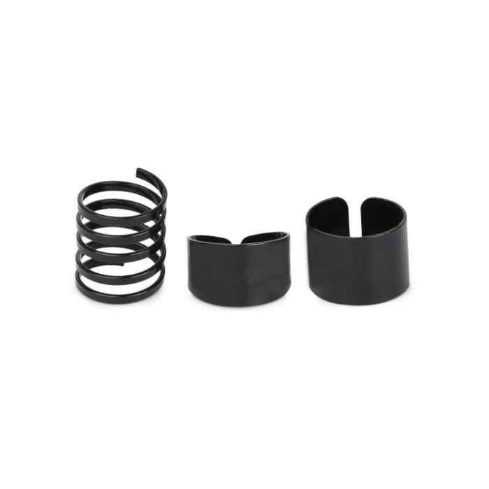 Buy Femnmas Black Three Finger Ring Set - Purplle