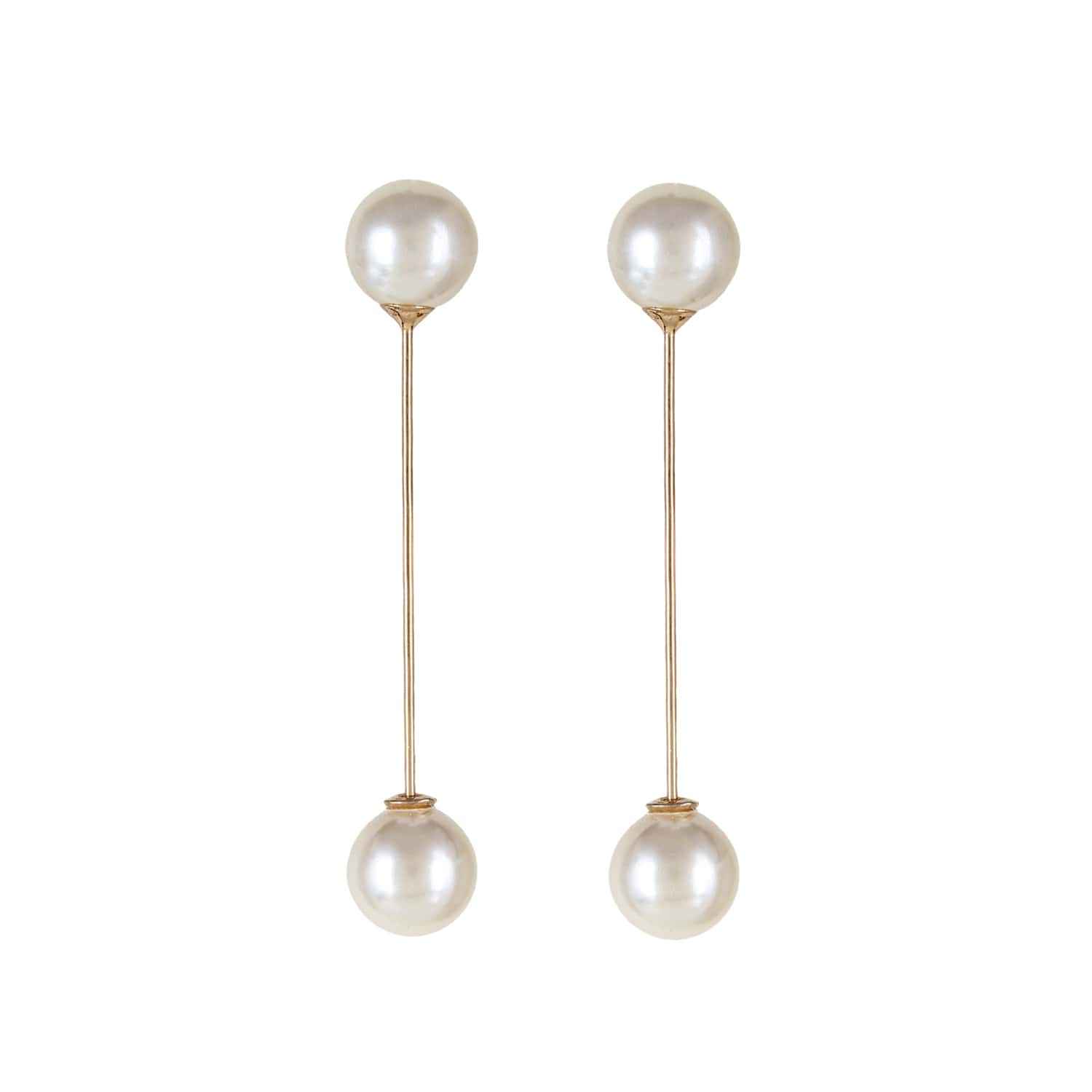 Buy Femnmas Pearl Dual Line Earrings - Purplle