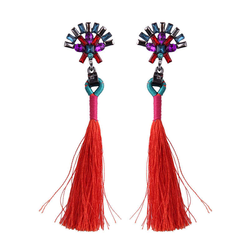 Buy Femnmas Red Boho Soft Thread Tassel Earrings - Purplle