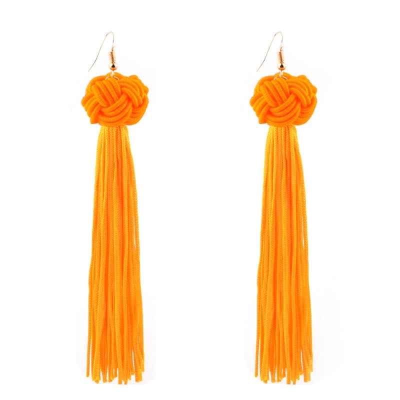 Buy Femnmas Orange Knot Silk Thread Tassel Earrings - Purplle