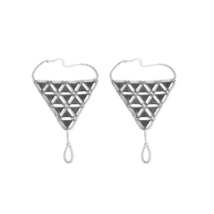 Buy Femnmas Silver Beach Barefoot Triangular Design Toe Ring Anklet - Purplle
