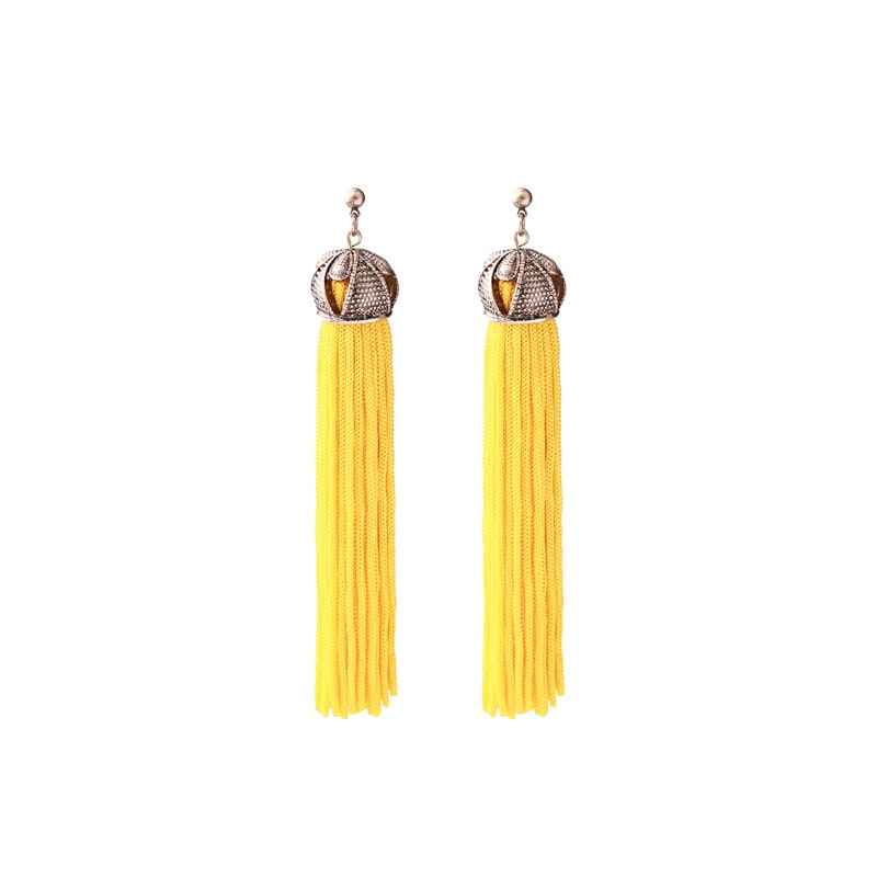 Buy Femnmas Yellow Party Fancy Thread Earring - Purplle