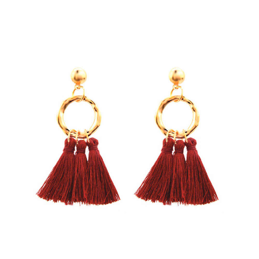 Buy Femnmas Red Thread Ethnic Earring - Purplle