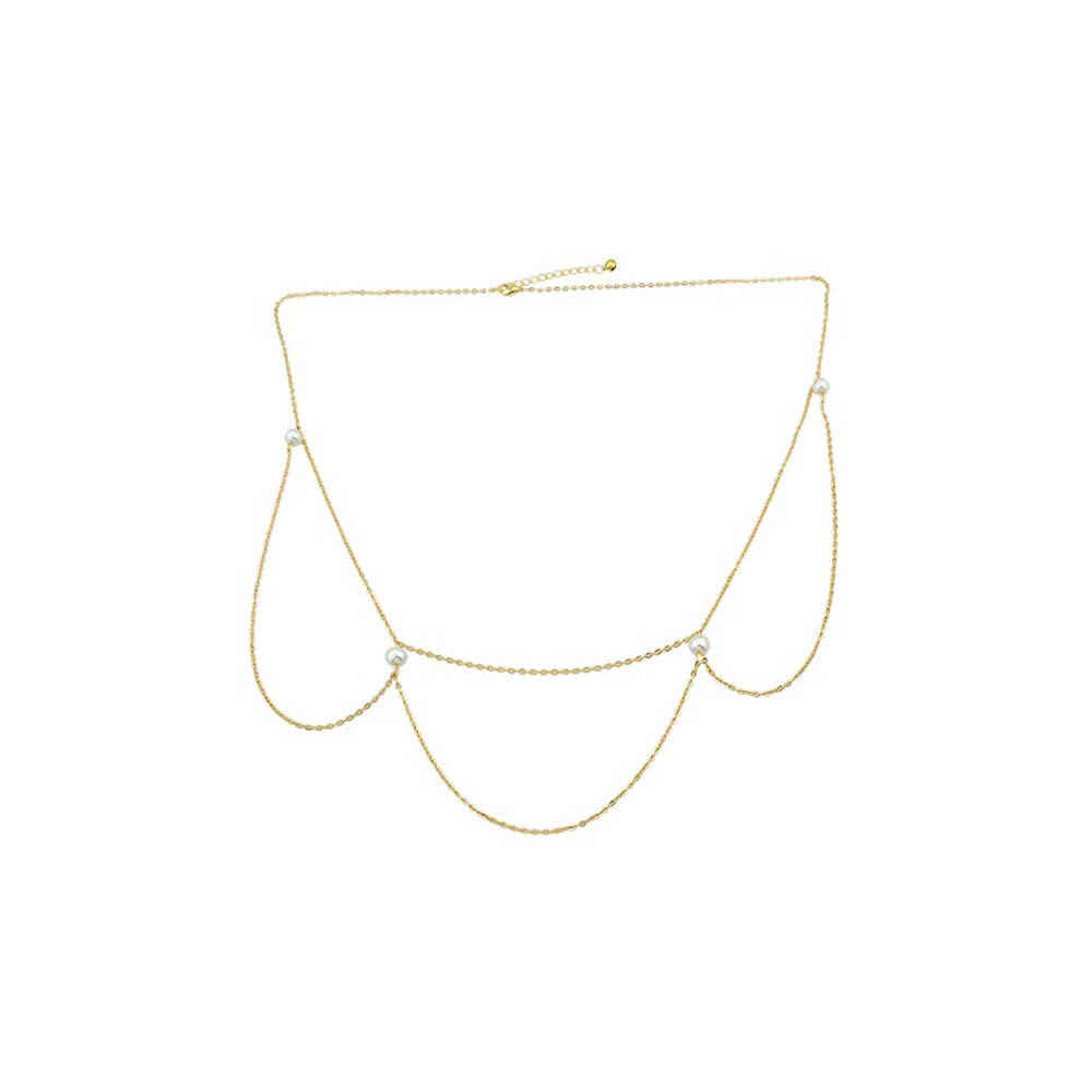 Buy Femnmas Golden Pearl Fringe Belly Chain - Purplle
