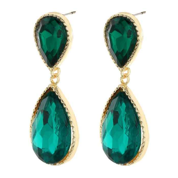 Buy Crunchy Fashion Green Dual Droplet Drop Earrings - Purplle