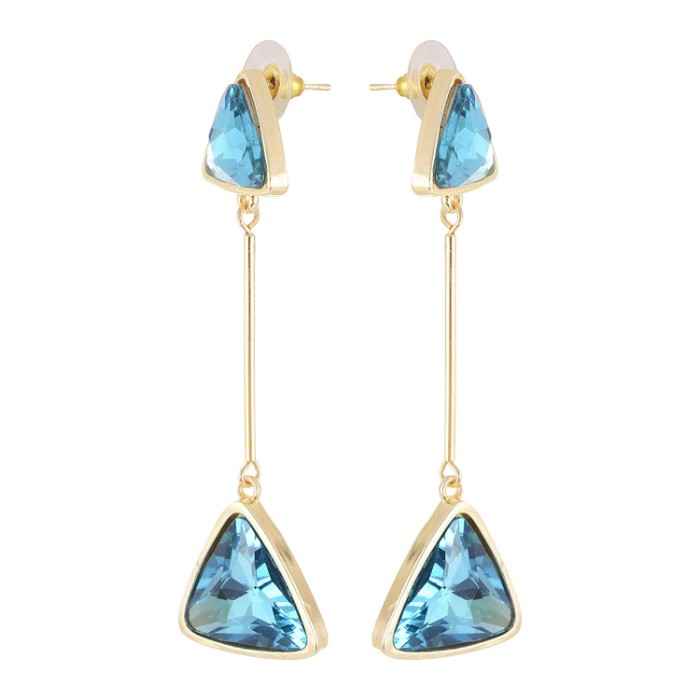 Buy Crunchy Fashion Aqua Trendy Triangles Statement Earrings - Purplle