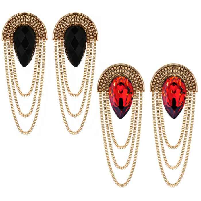 Buy Crunchy Fashion Party Girl Red-Black Earrings Combo For Girls - Purplle