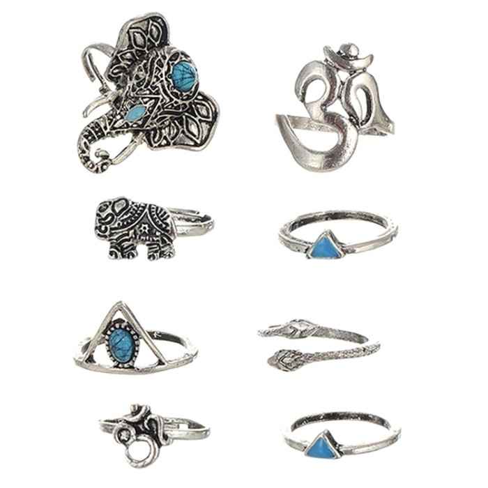 Buy Crunchy Fashion Indian Heritage Midi Ring Set - Purplle