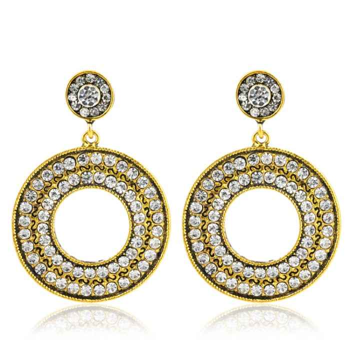Buy Crunchy Fashion Gold Plated Crystal Drop Earrings - Purplle