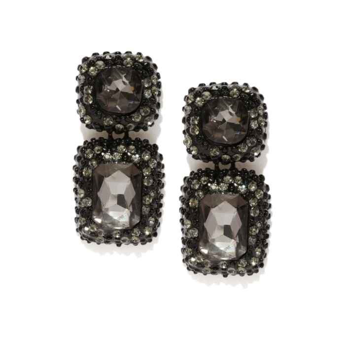 Buy Crunchy Fashion Black Crystal Drop Earrings - Purplle