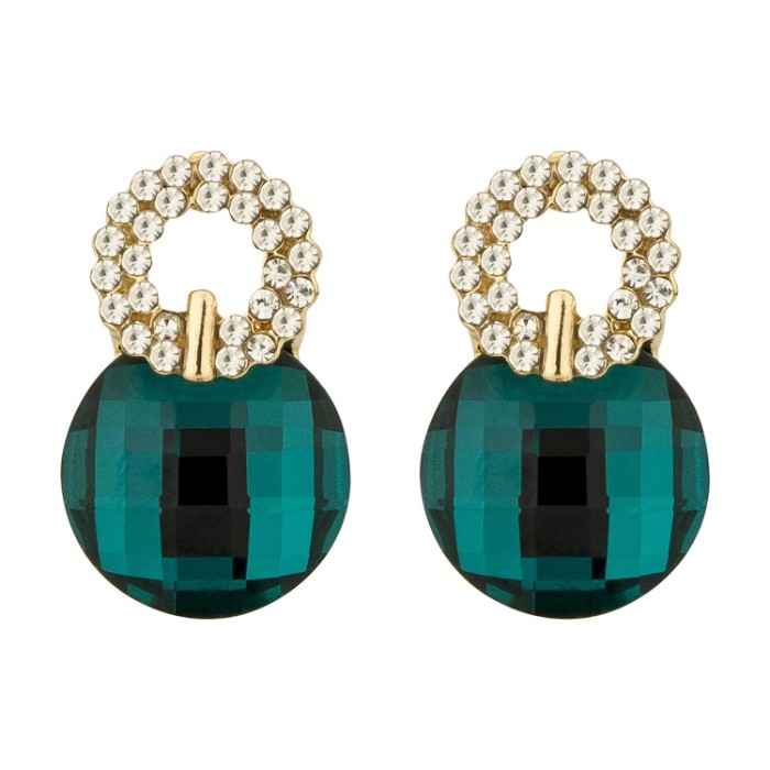 Buy Crunchy Fashion Golden Plated Green Crystal Earrings - Purplle