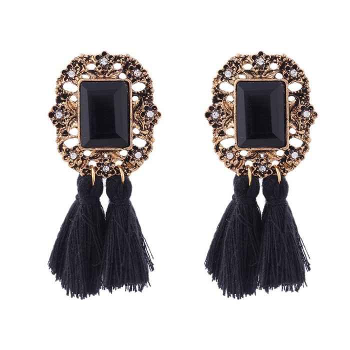 Buy Crunchy Fashion Bohemian Tassel Black Earrings - Purplle