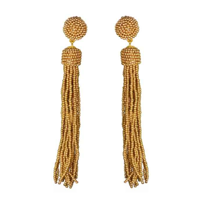 Buy Crunchy Fashion Bohemian Golden Beaded Tassel Earrings - Purplle