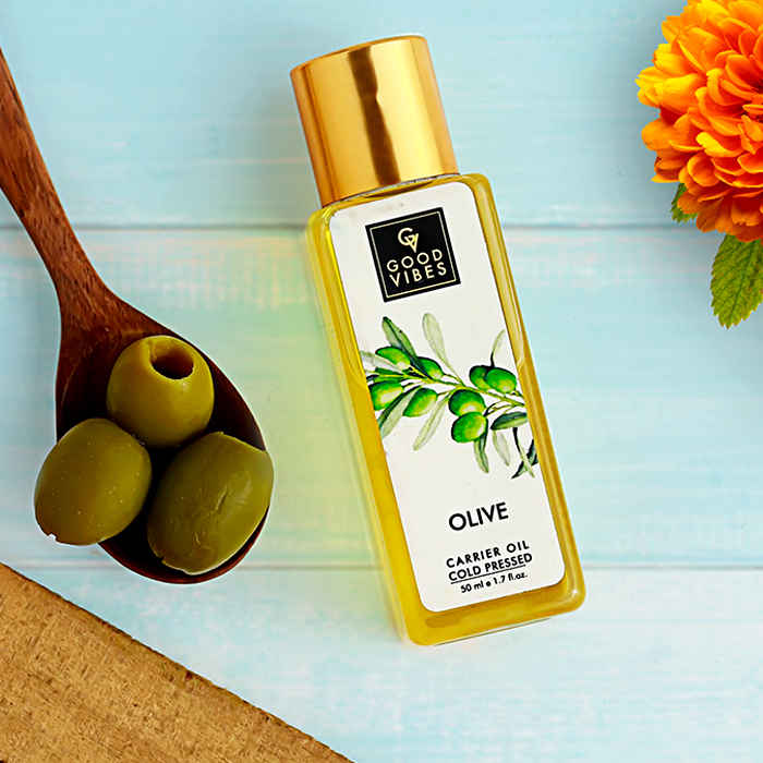 Buy Good Vibes Olive 100% Pure Cold Pressed Carrier Oil For Hair & Skin | Hair Repair, Anti-Ageing | No Parabens, No Animal Testing (50 ml) - Purplle