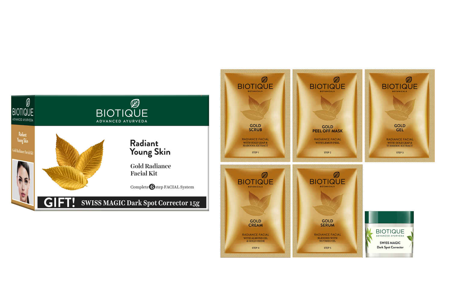 Buy Biotique Gold Radiance Facial Kit (65 g) - Purplle