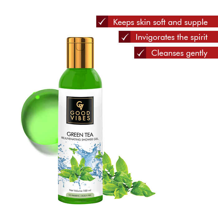 Buy Good Vibes Rejuvenating Shower Gel (Body Wash) - Green Tea (100 ml) - Purplle