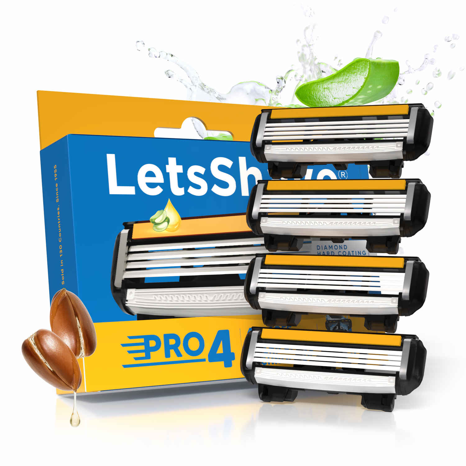 Buy LetsShave Pro 4 Shaving Razor Blades for Men, Pack of 4 Blades Cartridge (4-Count) - Purplle