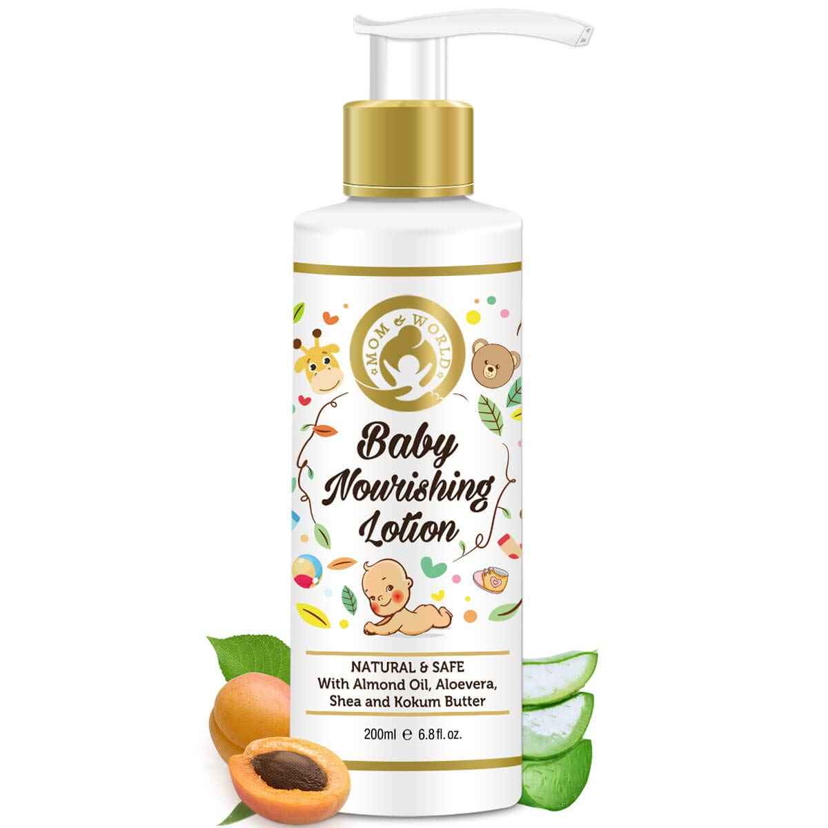 Buy Mom & World Baby Nourishing Lotion - With Almond Oil, Aloevera, Shea & Kokum Butter (200 ml) - Purplle
